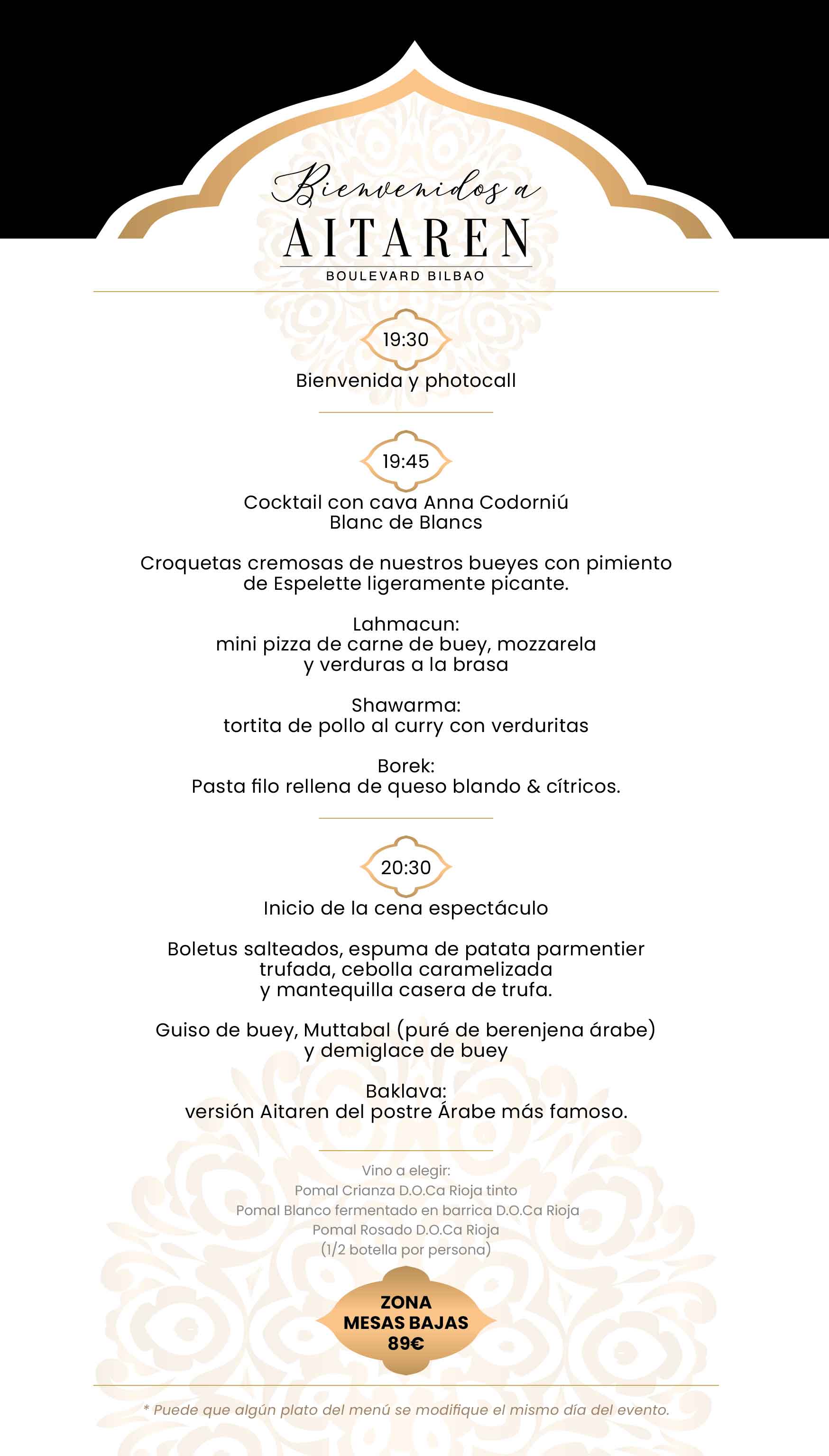 CENA ESPECTÁCULO LAS MIL Y UNA NOCHES