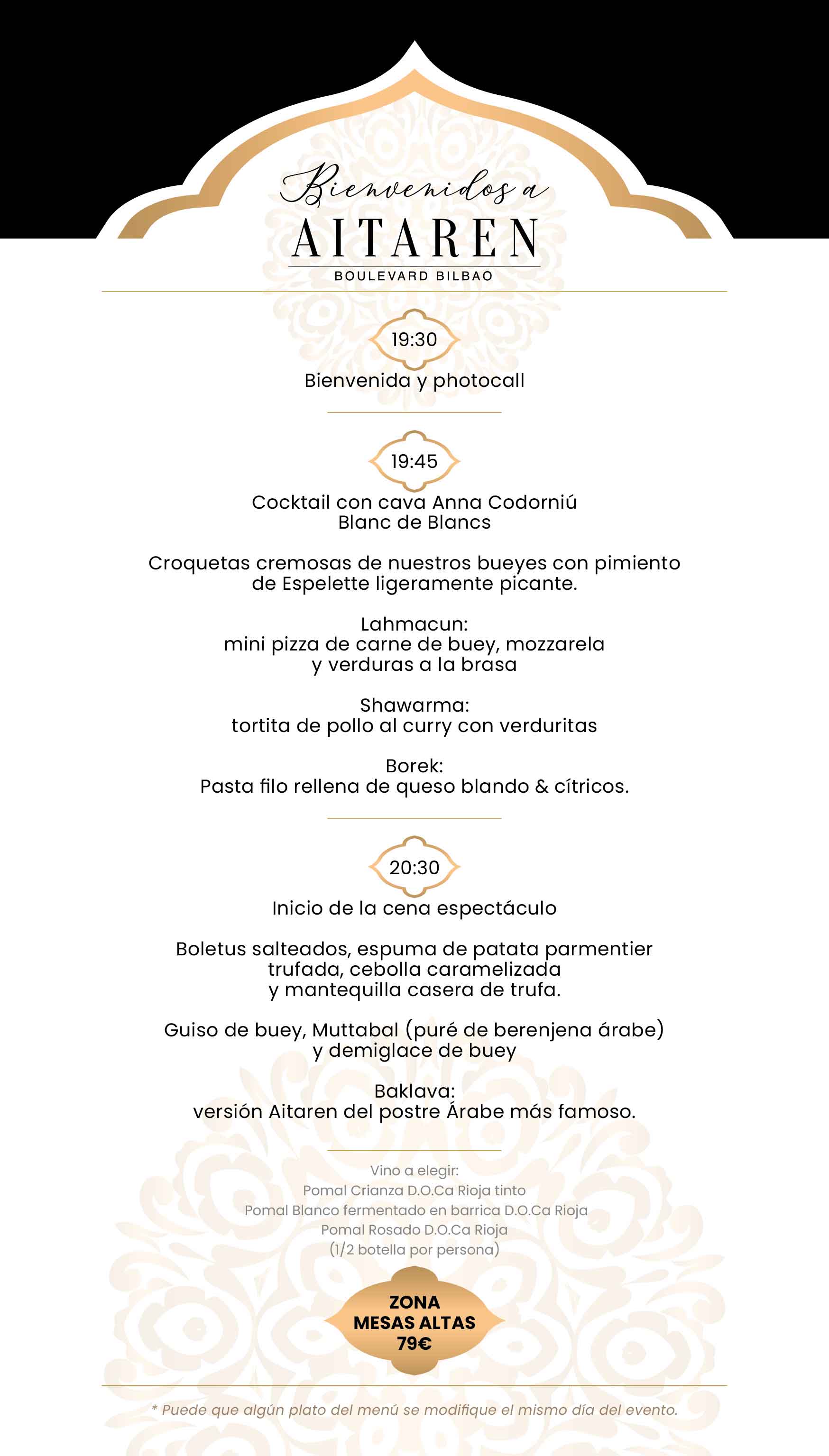 PROXIMA CENA ESPECTÁCULO LAS MIL Y UNA NOCHES 23 OCTUBRE EN AITAREN