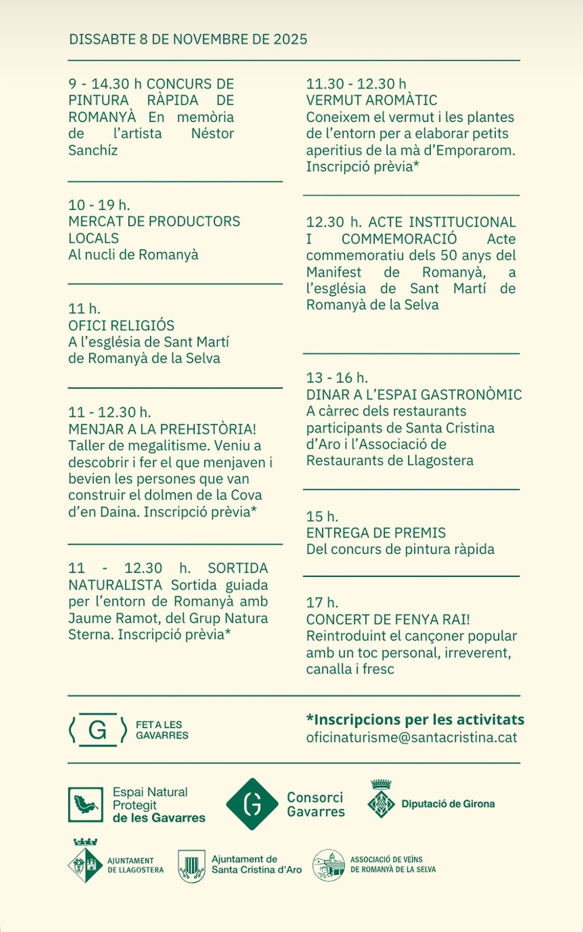 Sábado 8 de noviembre la primera edición de "Romanyam", el Mercado Gastronómico y Artesanal de Les Gavarres”,