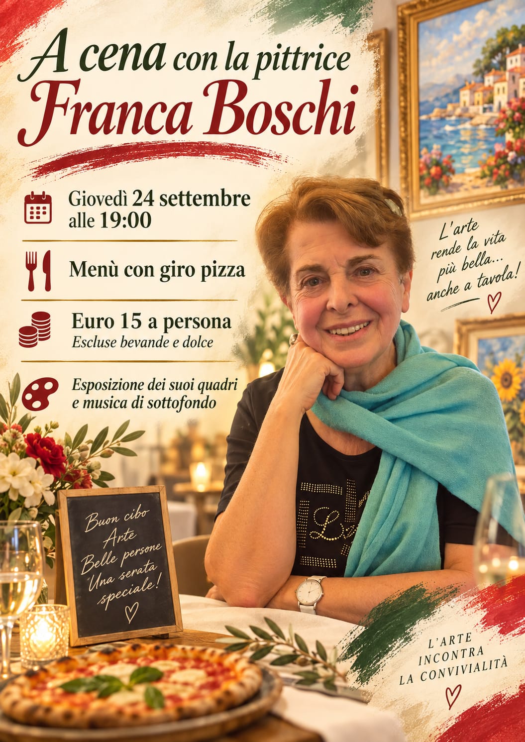 A CENA CON LA PITTRICE FRANCA BOSCHI