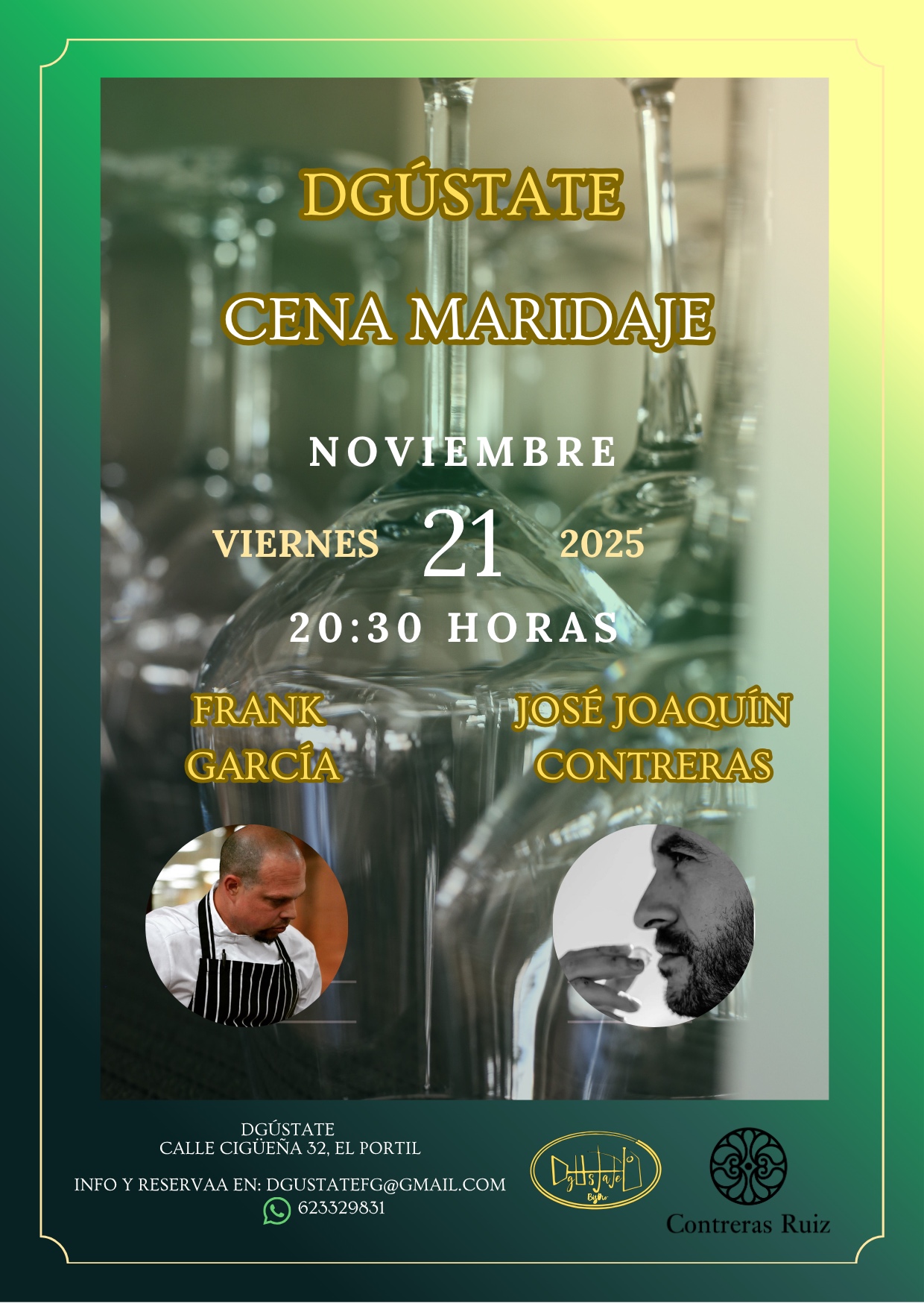 Cena maridaje 21 de Noviembre a las 20:30