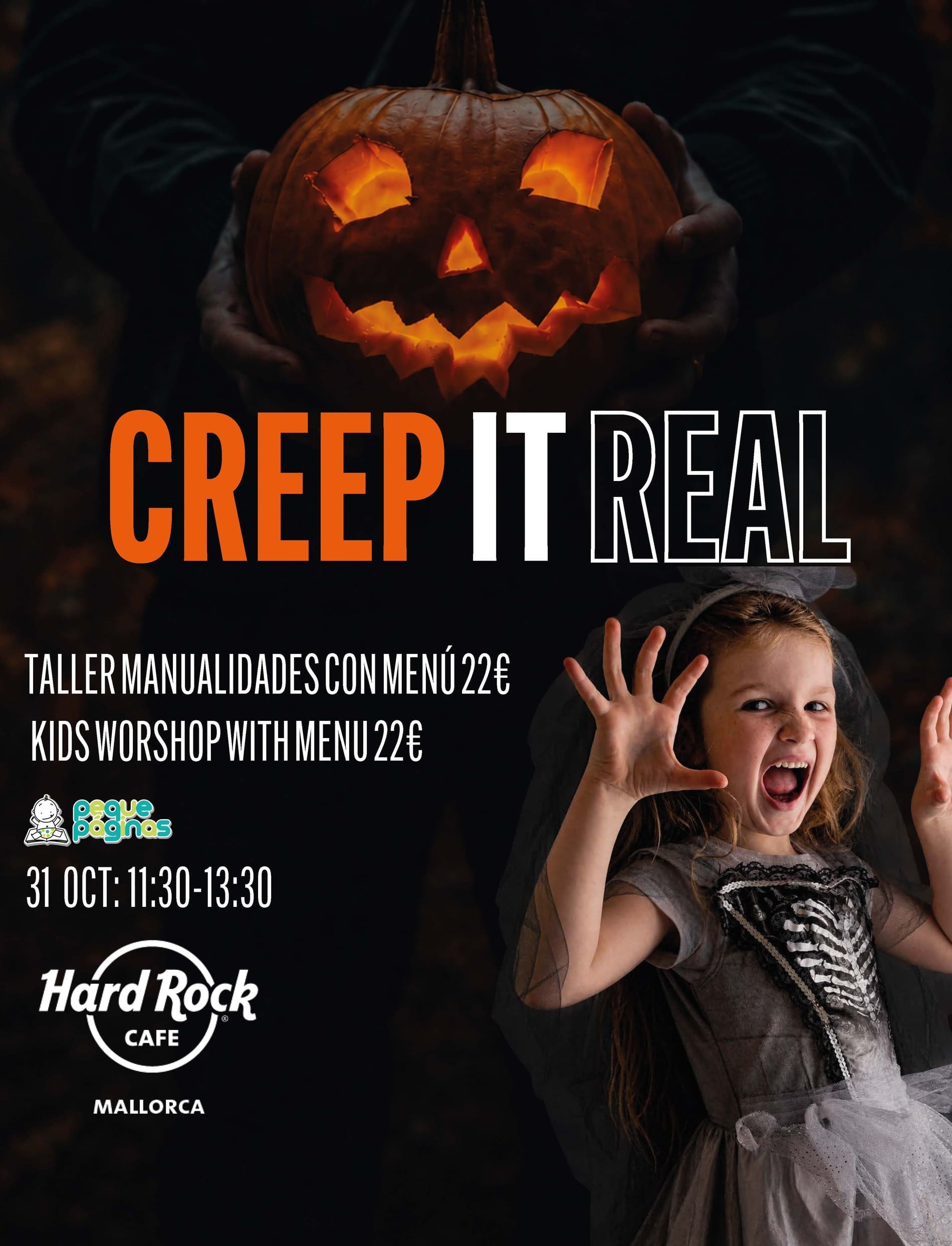 Taller infantil Halloween + Menu: 22€