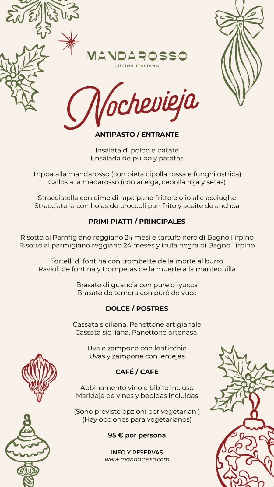 Menú cena fin de año 2025