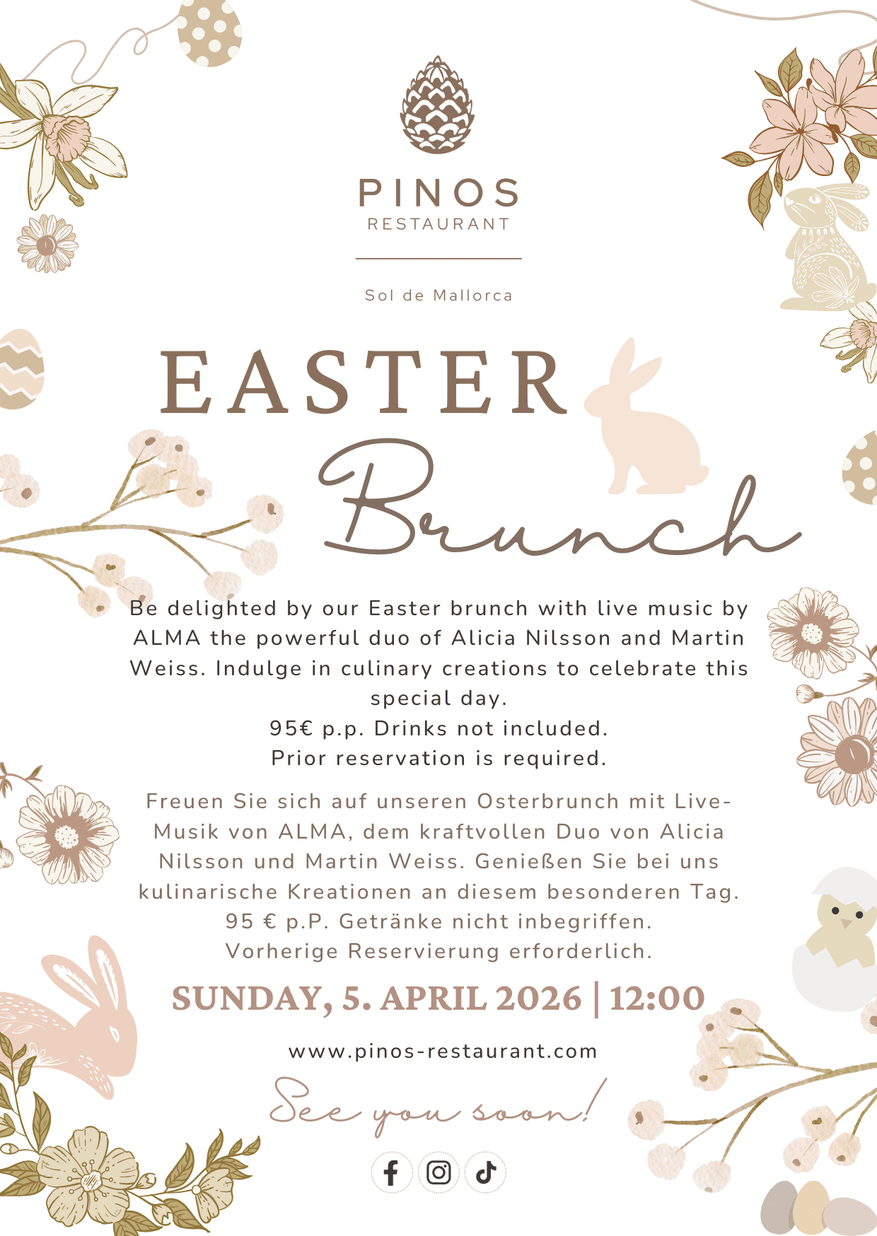 🐰🌷🐣 Brunch de Pascua con música en vivo🐰🌷🐣