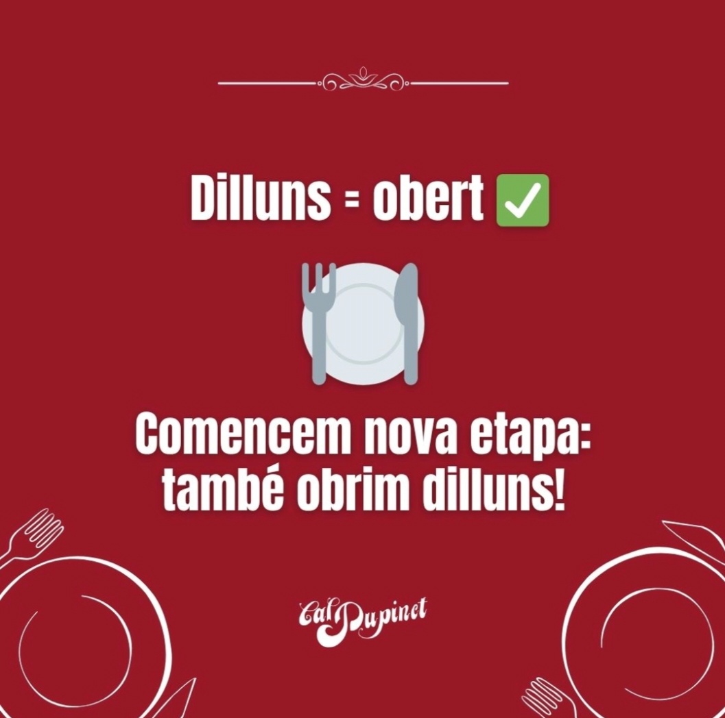 Ara els dilluns Cal Pupinet també amb tu