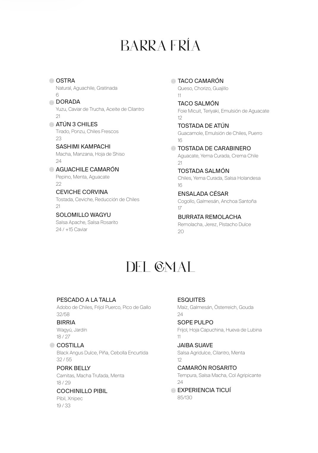Consulta nuestra carta.